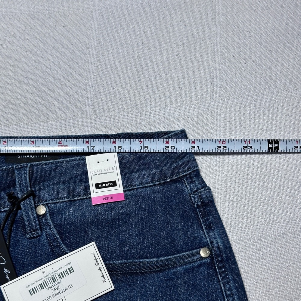 NEW Judy Blue Straight Leg Jeans Women 24W Petite Tummy Control Mid Rise Dark - Picture 10 of 14
